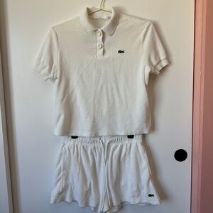 Lacoste White Terry Cloth Short Set